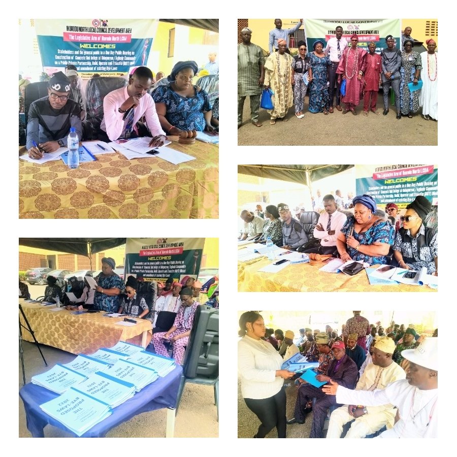 77tfjk8499586801467414124 Demonstrating dividends of democracy in an upright pattern to alleviate the needs of residents, the legislative arm of Ikorodu North LCDA on the 8th of February 2022, organised a public hearing to advance solutions to neighbourhood challenges
Aimed at amending existing bye-laws and implementing proposed community projects, the scene played hosts to stakeholders across the local council development area, receiving an overhaul positive reviews
With hard copies of the charter proposal disseminated amongst stakeholders present for perusing, soliciting their suggestive contribution, Ikorodu North LCDA Council Leader, Hon Ayo Adekoya gave the preliminary address to the stakeholders during the municipal earshot on recommended bye-laws for the region
Extensively highlighted of the bye-law was the proposed construction of link bridge at Agbede community to Odogunyan axis, which will be on Public/ Private partnership drive, with bids from construction firms to construct the bridge
Also stated was that, upon the bridge completion, there would be a toll fee, payable by all motorists. A decision well ratified by the representative of Agbede and others present, expressing their happiness towards the productive dialogue Hon Adeniran Adeyemi, the house committee chairman on bye-law in the legislative chamber took time to read some of the proposed bye-laws to the stakeholders present, he requested for organisations, CDA/CDC and individuals with apt input to strengthen the bye-laws with contributions and forward it to the office of the council leader for further legislative deliberations.
The council also seized the forum to introduce a new e-payment format slip allowing residents to properly verify their bills for revenue collection, aiding adequate retrieval and removing deprivation of clarity in the area of expanding government statutes
Olakunle Kukoyi (Council Legal Officer) snatched a short duration amidst the hearing, reiterating consequences to residents on failures to adhere to the council regulatory policies
"This public hearing can also be seen as a form of sensitising residents to stay away from disorderly conduct and obey our laws, for defaulters will face the full wrath, most especially during construction of the link bridge"
"Complying with the rules is essential for every implementation to go according to plan" Mr Kukoyi added
Other proposed bye-laws are law on street naming/house numbering, Bakery, sawmill, Burial permit etc
Partakers were further bestowed a one-week duration to thoroughly evaluate the recommendations, citing spectrum for sufficient suggestions, to submit supplementary notions to enhance the bye-laws value
Prince Adeniron Ogunbanwo, CDC chairman Ikorodu North LCDA (in attendance) relished the actions of the legislative arm in the council, acknowledging their intent of opening doors to further modifications
"The government cannot do it alone, which means the private partnership is also key, this is why I need to appreciate Bldr Banjo for unlocking gates to developmental coalition in his administration"
Hon Olakanmi Sheriff Tijani, in the closing remark, admired the good people of Ikorodu North LCDA for providing the mandate to serve, extending kudos to the executive Chairman of the LCDA, Bldr Adeola Adebisi Banjo for favouring the legislative arm of the council, he also recognised his honourable colleagues for the job well done on the bye-laws, encouraging Agbede community residents to convey absolute consent for the law during the execution of the link bridge. Also in attendance at the hearing; Baales, Council Chiefs, Mr Abiodun Babinton (Council-Manager), Mr Babatunde Hassan (Council Treasurer), Mrs Akinyemi Kehinde (Clerk Of the House), Hon. Balkis Ibrahim Anifowoshe (Majority Leader), Hon. Bola Daramola (Chief Whip) and Hon. Olakanmi Tijani (Councillor representing ward E2 Erikorodo)