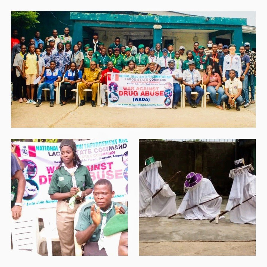 88765gjiibv7E28963165372663932517. Lagos scout youth Department successfully held her first youth summit, engaging young lads in collaborations with the NDLEA, Lagos Youth Ambassadors and others.
The Summit which is the first of its kind in the State Scout Council is aimed at brainstorming with the Youths, especially on the surging cases of social vices and challenges facing them as members of the amiable Scout Association with the ambition of proffering solutions to the detected challenges.
The program ensued on Saturday 7th May 2022 at the Conference Room of the State Scout Headquarters, Lagos State Scout Council, 1, Scout way, Ogudu, Ojota, Lagos.
Themed, “The Time is Now”, All Youth members of the Lagos State Scout Youth Forum were occupied with a lecture delivery on the Topic; “Substance Abuse & The Youths”.
Assistant Commander of Narcotics Sanni Oluwaranti (ACN) in charge of Drug Demand Reduction Units of Ikorodu Area Command Kasolori, Ikorodu Lagos pointed out the Role of Scouters at their various Local Association (LA) and as a youth, asserting their functions as peer educator using their peer Leverage positively.
Indicating that the youths of their various Community live healthy lifestyles without drug abuse, and in a situation where anyone has become a victim of Substance abuse that they should try their possible best to enlighten them to seek help for treatment and they should do away with Stigma among those who are experiencing Substance Use Disorders (SUDs). She encouraged them to start public awareness and Enlightenment Programs within the community now that June 26th is around the corner which is the International Day Against Drug Abuse and Trafficking. She stated that they should ensure full participation of youths and the Community leader's Involvement in the success of the program. In the same vein, Kehinde Adewuyi (CSN) in charge of the investigation spoke extensively on modes of Operandi of the job and professionalism and as well the legal implications of Involvement of being a drug peddler, distributor and drug dealer. Hence, he affirmatively discouraged youths not to involve in the drug business either online or offline and as well trafficking drugs. Above all, he encourages youths to know the child of whom they are and asks them to learn a genuine and good trade now that the school is on strike.
Ambassador Funmilayo gave her lecture also on creative thinking. Emphasize various ways youth can think out of the box and be successful without engaging in crime. At the end of the Sensitisation awareness program, The Bariga Artist forum showcases their talents with Eyo Dance Presentation as a mode of entertainment which was fantastic. After Engr Oyetayo, National Head Quarter Commissioner (NHQ) for youths engaged the youth in another fun-filled lecture where he spoke to the youth about Etiquette, public behaviour and images in society. The State Head Quarter Commissioner (SHQ) for youth introduced his Assistant State Head Quarter (ASHQ) for youth in person of Mrs Ajibodu Temidayo Janet to the youths. After the briefs and subsequent lectures, the vote of thanks was given by one of the Scouters.