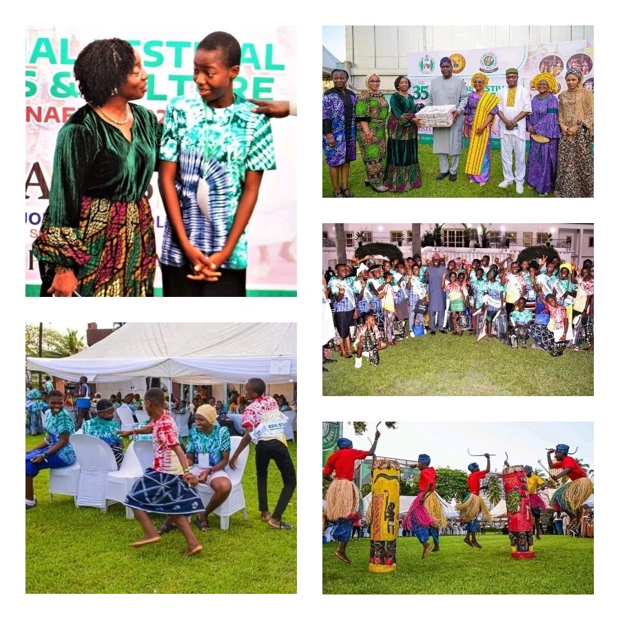 000344446241044461294183749 Lagos State First Lady, Dr. (Mrs.) Claudiana Ibijoke Sanwo-Olu has hosted children participants at the ongoing week-long National Festival for Arts and Culture (NAFEST), being hosted by the State Government.
Dr. Sanwo-Olu, who also doubles as 'Mama Nafest', hosted the children at a reception held on Friday at the Lagos House, Marina, said the event was a way of giving the children an experience that they would cherish for a long time.
She commended the platform created by NAFEST for cultural integration, particularly the initiative of allowing children to take part in the Cultural Festival, saying that the platform has nurtured the children to appreciate and value the diversity in the nation's cultures.
According to her, the hosting of the children participants at the Eko Nafest 2022, shows the importance that Lagos State attaches to issues that concern children as leaders of tomorrow.
Speaking on the gift items presented to some of the children which include Laptops and Tablets among others, the Governor's wife noted that the biggest gift any of the children could receive is exposing them to some historical artefacts of Lagos State and Nigeria, which would remain indelible in their hearts.
She informed the children that the gift items will further enhance their skills in Information Communication Technology as well as sharpen their digital knowledge thereby contributing significantly to their academic performances.
Dr. Sanwo-Olu revealed that the decision to take the children on a tour of the Parliament Building within the Lagos House, Marina was deliberate and intentional in order to give the children a sense of history.
Her words: "I believe that if our children know where we are coming from as a nation and the history of past governments, it will be easier to know where we are going to, thus the choice of this place as the venue for this short reception organised for these children”.
Speaking on the theme for the 2022 NAFEST: “Culture and Peaceful Co-Existence”, the First Lady called for a return to the culture of communalism against living in isolation, enjoining everyone to show concern to others, especially on things that constitute threats to fellow humans.
The First Lady also advised the children to be ambassadors of peace and communalism in their respective states by ensuring that all the values inculcated into them through the Eko Nafest 2022 are internalised and applied in their daily activities.
The Director-General of the National Council for Arts and Culture, Otunba Olusegun Runsewe said that the First Lady has extended her love and care to children participants at the ongoing Eko NAFEST as a Medical Doctor and Mother.
He assured the First Lady that the warm reception given to the children would be a life-changing experience for them and would be cherished by them for several years to come.
On her part, the Commissioner for Tourism, Arts and Culture, Pharm. (Mrs.) Uzamat Akinbile-Yussuf expressed satisfaction with the visit, saying that the children were able to learn more about Lagos and Nigeria.
Akinbile-Yussuf also appreciated Mama Nafest for the reception and for making herself available to receive the children despite her tight schedule, alongside the State Governor, Mr. Babajide Olusola Sanwo-Olu who also joined the children during the photo session.
As part of the visit to the First Lady, the children were taken on a tour of the Parliament Building at Marina, in batches. The children were also entertained by Footprints of David, a multiple award-winning children/student dance theatre group with vast experience in theatrical performances.